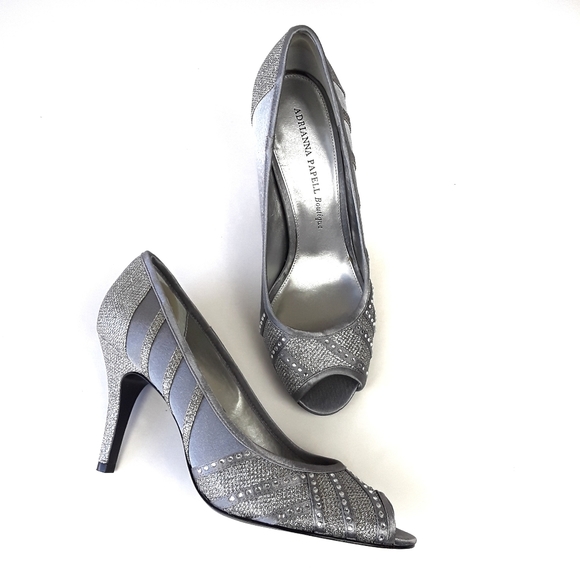 Adrianna Papell Peep Toe Rhinestone Heels - Picture 2 of 8